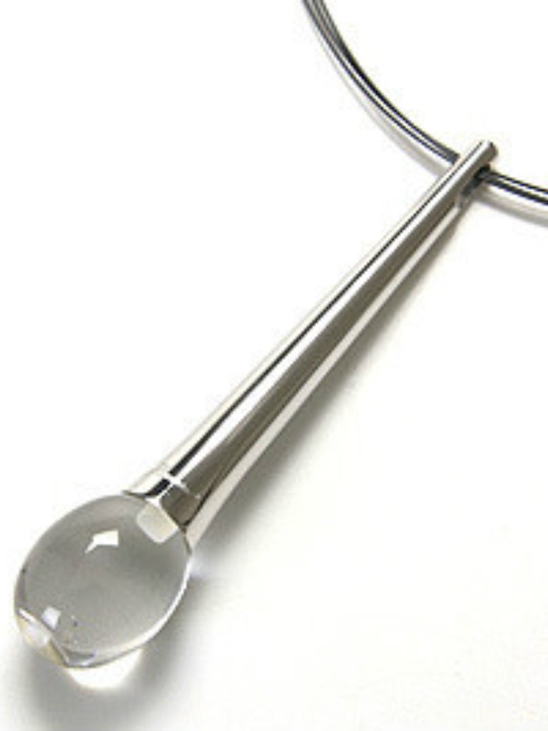 Baccarat Tentation France .925 Sterling Silver Clear Crystal Drop On Triple Cord